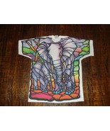 Vintage 90&#39;s Elephant 1993 Nicholson Liquid Blue All Over Print T Shirt L - $197.99