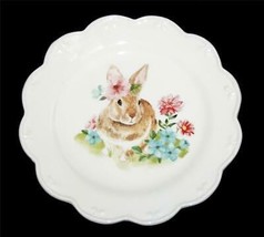 4 Grace Teaware Brown Bunny in Flowers Embossed Scalloped Border Salad P... - £42.26 GBP