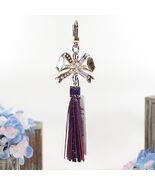 Brahmin Royal Purple Melbourne Leather Crystal Bow Charm Tassel Bag Char... - $97.52