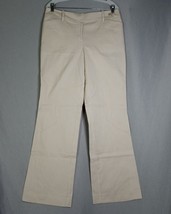 Ann Taylor Curvy Women&#39;s Beige/White Stripe Flare Leg Pants Size 10 - $15.84