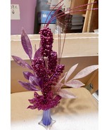 Picks Fake Flowers Mix Lot Table Decor Glitter Leaves &amp; Flowers 4 each N... - £9.41 GBP