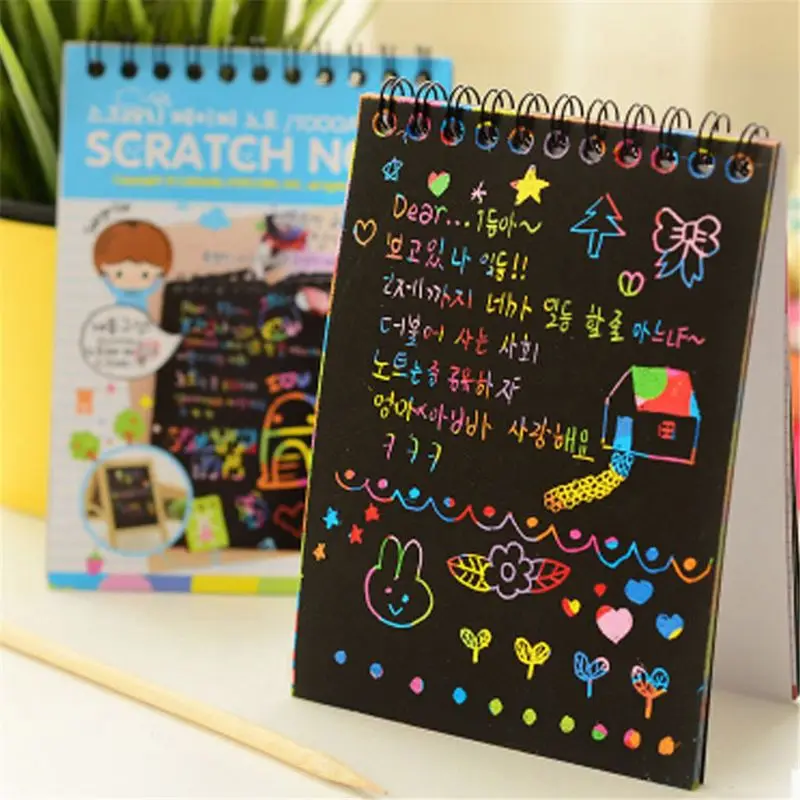 Scratch Art Note Book Magic Graffiti Drawing Notes with Block Scratched Coating - £6.78 GBP+