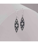 Sterling Silver Gothic Marquis Dangle Earrings 47x9mm - $74.03 CAD