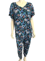 Koolaburra by Ugg Black, Blue, Coral Flora Print Knit Pajama Set Size 1X - $715.10 MXN