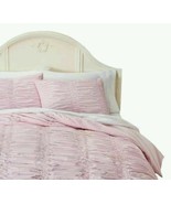 Simply Shabby Chic Ruched Solid Pink 3-PC King Duvet Cover Set - £116.70 GBP