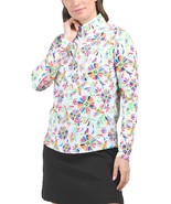 new IBKUL UPF 50+ Estela Print Long Sleeves Zip Mock Neck Golf Top in Wh... - £42.30 GBP