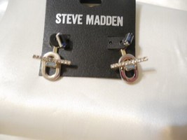 Steve Madden Two-Tone Pave &amp; Blue Stone Jacket Earrings Y460 - £7.17 GBP