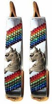 Western Horse Saddle Bling! Aluminum Youth Stirrups Rainbow Pony Unicorn Design - £31.01 GBP