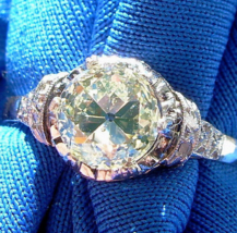 Earth mined Diamond Cushion Art Deco Engagement Ring Antique Platinum Solitare - £7,577.14 GBP