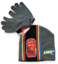 Disney Pixar Cars MLQ 95 Gray Beanie &amp; Stretch Gloves Youth Boy&#39;s 4-7 NWT - £14.87 GBP