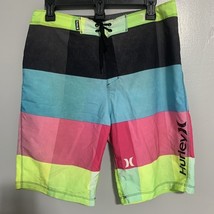 Hurley Phantom Men&#39;s Board Shorts Blue Green Pink Checkered Swim Trunks ... - $13.55
