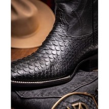Marco Di Milano Genuine Snake Skin Cowboy Boot Missouri Black image 9
