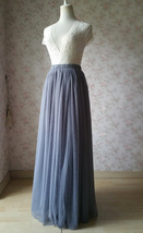 GRAY Full Tulle Skirt Women Custom Plus Size A-line Long Tulle Skirt image 5