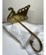Vintage Brass Sleigh Christmas Stocking Holder Long Arm Gold Finish - $249.37 MXN