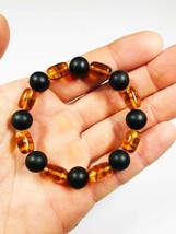 Baltic Amber Beads Bracelet | Elastic Band | Made Natural Baltic Amber pressed - £30.37 GBP