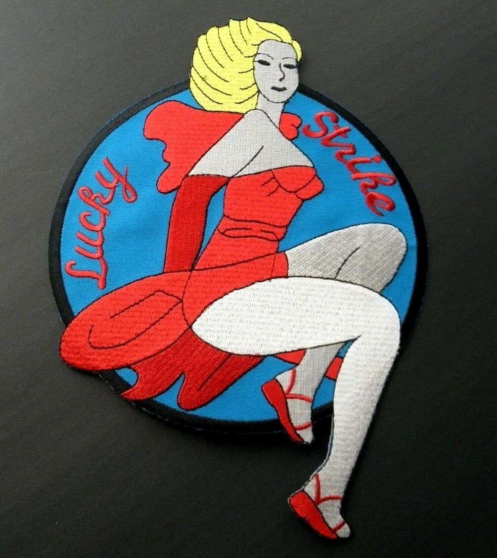 LUCKY STRIKE NOSE ART PIN UP USAF LARGE EMBROIDERED JACKET PATCH 9.5 INCHES - $11.74
