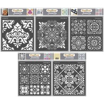Damask Stencils For Painting On Wood, Canvas, Paper, Fabric, Floor, Wall And Til - £26.62 GBP