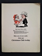 vintage CHRISTMAS CLUB bank POSTER broadside cardstock MEET SANTA ART - £22.91 GBP