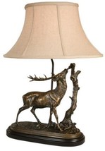 Sculpture Table Lamp Nibbling Elk Hand Painted Made in the USA OK Castin... - $719.00