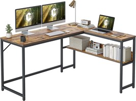 Cubicubi L Shaped Desk, 55.1 Inch Corner Computer Desk With, Rustic Brown - £101.63 GBP