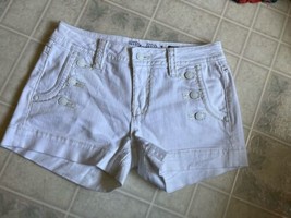 Miss Me White  Denim Shorts Button tab Back Pockets Sz 27 Mid Rise Short - $32.50