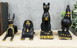 Egyptian Gods Horus Androsphinx Bastet And Anubis Mini Figurines Set of 4 - £24.37 GBP
