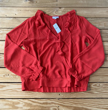 loft outlet NWT $54.99 Women’s ruffle Hem blouse size XS red J8 - £18.52 GBP