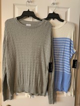 Kim Rogers S Cable Knit Sweater Pick Grey or Blue/Ivory Women&#39;s Sz XL NWT - £17.16 GBP