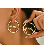 Dolphin jumping hoop earrings - $12.99