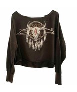 Denim &amp; Supply Ralph Lauren Black Longhorn Skull Dreamcatcher Sweatshirt... - £33.24 GBP