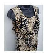 Andrew Marc New York Women&#39;s Size Large Tan Black Animal Print Pullover Top - $13.00