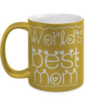 Worlds best mom, gold Coffee Mug, Coffee Cup metallic 11oz. Model 60044  - £19.97 GBP