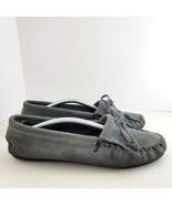 Minnetonka Womens Shoes Moccasin Slip On Style Sz 9.5 Gray Blue Suede Le... - £12.20 GBP