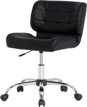 Modern Black Crest Armless Office Chair Swivel Task Chair Desk Chair Com... - £95.93 GBP