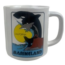 Vintage Marineland Orcas Rancho Palos Verdes California Coffee Mug Ceramic 80s - £11.04 GBP