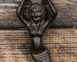 Rustic Vintage Heavy Duty Cast Iron Nautical Siren Mermaid Beer Bottle O... - $15.49