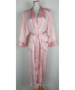 Vintage Victoria&#39;s Secret Gold Label Pink Robe Satin Leaves Belted P/S - $39.60