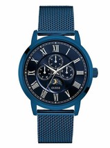 GUESS Men&#39;s Stainless Steel Mesh Bracelet Watch Blue Color (U0871G3/ W0871G3) - £89.49 GBP