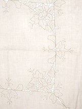 Vintage Embroidered Tablecloths - 2 Matching Ivory Linen 48&quot; Square  - $138.60