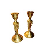Vintage Brass Candle Sticks Solid Pair Braided Chain Rope Tassel Decor 6... - $76.61 CAD