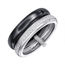 New Silver 925 Ceramics Ring - Stones Black Jewelry Charm Fashion Style Women - £114.68 GBP