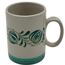 Vintage West Germany Mug 001310 Green Teal Design Stoneware Pottery Coff... - $10.99