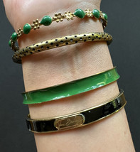 Vera Bradley Bangle Bracelet Set of 4 Green, Gold and black bangle - £20.03 GBP