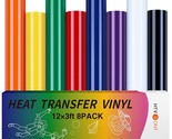 Htv Heat Transfer Vinyl Bundle - 8 Pack 12&quot; X 3Ft Htv Vinyl For T-Shirts... - £32.84 GBP