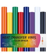 Htv Heat Transfer Vinyl Bundle - 8 Pack 12&quot; X 3Ft Htv Vinyl For T-Shirts... - £32.24 GBP