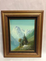 Original Framed Landscape Acrylic Painting on Canvas Signed K. NIAX Mountains - £29.68 GBP