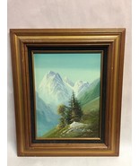 Original Framed Landscape Acrylic Painting on Canvas Signed K. NIAX Moun... - £29.33 GBP