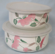 Mikasa Silk Flowers F3003 Medal Storage Bowls With Lids 3 &amp; 5 Cup - £21.30 GBP