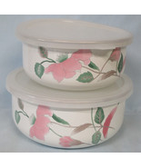 Mikasa Silk Flowers F3003 Medal Storage Bowls With Lids 3 &amp; 5 Cup - £21.02 GBP