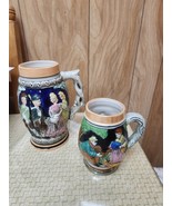 Set of 2 Vintage Beer Steins.  Very Colorful.  Nice - $25.99